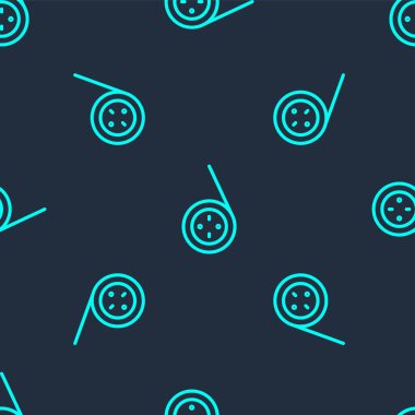 Yeşil çizgi Yoyo oyuncak ikonu mavi arka planda kusursuz desen izole etti. Vektör.