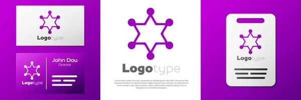 Logotype Hexagram Icône Shérif Isolé Sur Fond Blanc Icône Badge — Image vectorielle