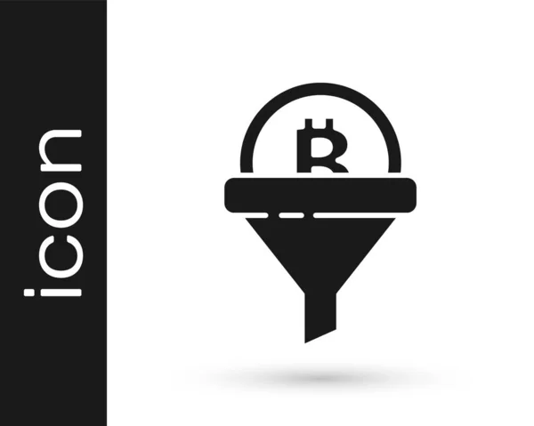 Чорна Воронка Продажів Значком Bitcoin Ізольовано Білому Тлі Інфографічний Шаблон — стоковий вектор