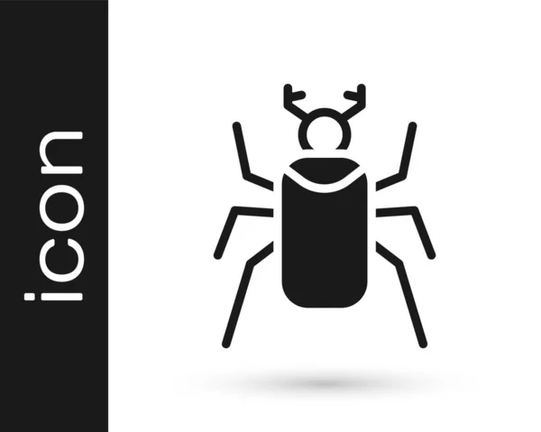Black Beetle Bug Icon Isolated White Background Vector — Stock Vector