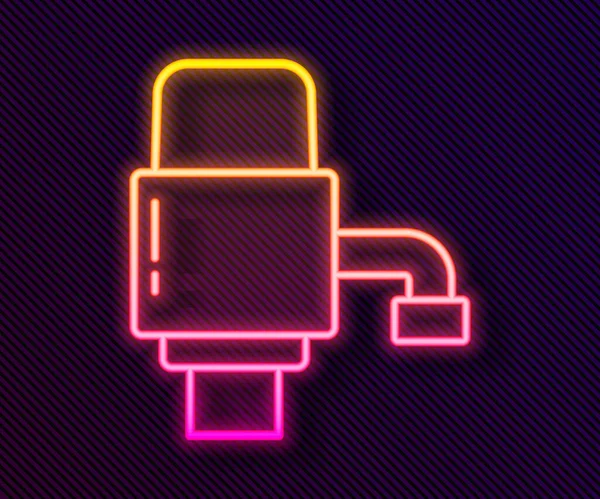Leuchtende Neon Linie Mechanische Pumpe Für Flaschenwasser Symbol Isoliert Auf — Stockvektor