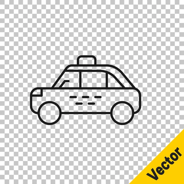 Black Line Taxi Car Icon Isolated Transparent Background Vector — Stock Vector