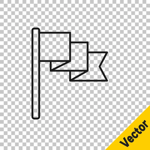 Icono Bandera Línea Negra Aislado Sobre Fondo Transparente Símbolo Marcador — Archivo Imágenes Vectoriales