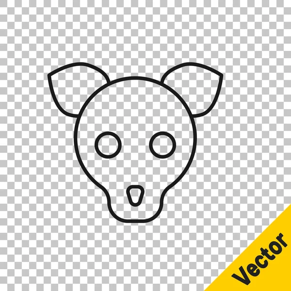 Icono Perro Línea Negra Aislado Sobre Fondo Transparente Vector — Vector de stock