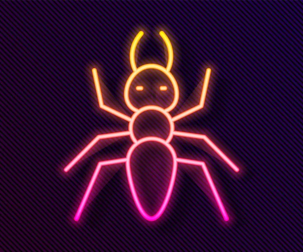 Glowing Neon Line Ant Icon Isolated Black Background Vector — Stock Vector