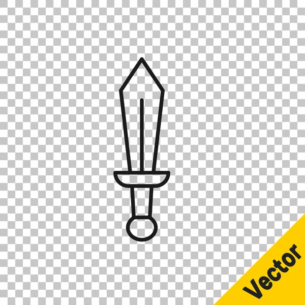 Icono Juguete Espada Línea Negra Aislado Sobre Fondo Transparente Vector — Vector de stock