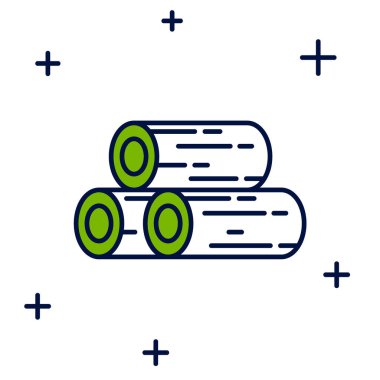 Doldurulmuş tahta günlükleri simgesi beyaz arkaplanda izole edildi. Yakacak odun yığını. Vektör.