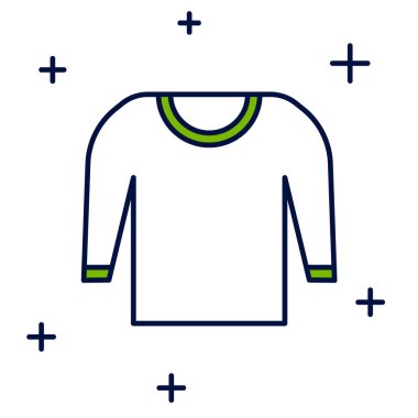 Doldurulmuş Süveter simgesi beyaz arkaplanda izole edildi. Kazak ikonu. Vektör.