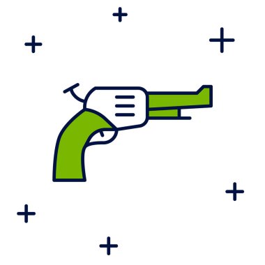 Filled outline Revolver gun icon isolated on white background.  Vector.