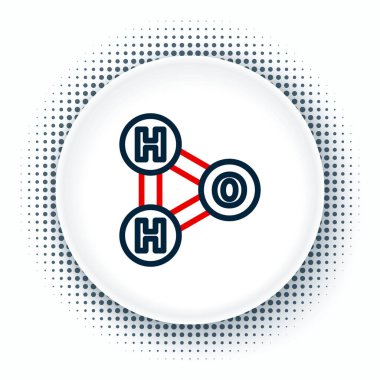 Su damlaları için hat kimyasal formülü beyaz zemin üzerinde izole edilmiş H2O şekilli ikon. Renkli taslak konsepti. Vektör.