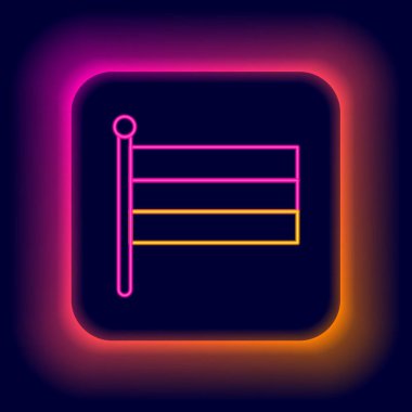 Parlayan neon hattı Ulusal Rusya bayrağı simgesi siyah arkaplanda izole edildi. Renkli taslak konsepti. Vektör.