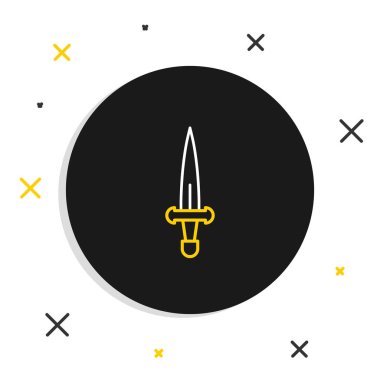 Hançer çizgi simgesi beyaz arkaplanda izole edildi. Bıçak ikonu. Keskin bıçaklı kılıç. Renkli taslak konsepti. Vektör.