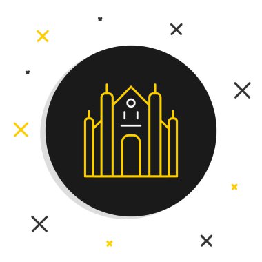 Milan Katedrali ya da Duomo di Milano ikonu beyaz arka planda izole edilmiştir. İtalya, Milan 'ın ünlü simgesi. Renkli taslak konsepti. Vektör.