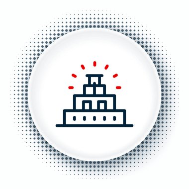 Maya simgesindeki Chichen Itza hattı beyaz arka planda izole edildi. Antik Maya piramidi. Meksika 'nın ünlü anıtı. Renkli taslak konsepti. Vektör.