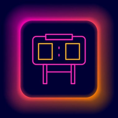 Parlak neon hattı Sport mekanik skorbordu ve sonuç simgesi siyah arkaplanda izole edildi. Renkli taslak konsepti. Vektör.