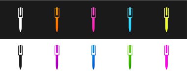 Kalem simgesini siyah beyaz arkaplanda izole et. Vektör.