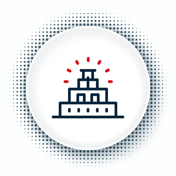 Maya simgesindeki Chichen Itza hattı beyaz arka planda izole edildi. Antik Maya piramidi. Meksika 'nın ünlü anıtı. Renkli taslak konsepti. Vektör.