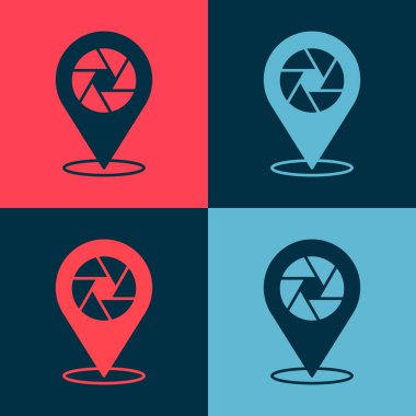 Pop Art Camera deklanşör simgesi renk arkaplanında izole edildi. Vektör.