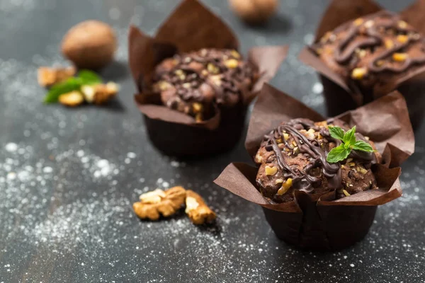 Close Muffins Chocolate Com Chips — Fotografia de Stock