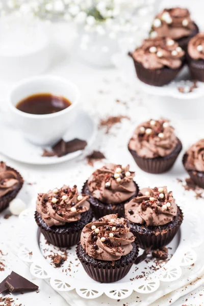 Close Muffins Chocolate Com Creme — Fotografia de Stock
