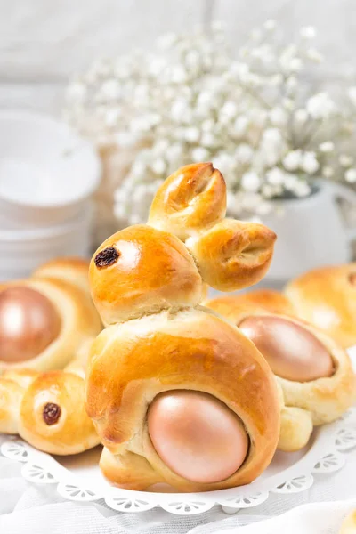 Traditional Russian Buns Eggs Shape Bunnies — Stock Photo, Image