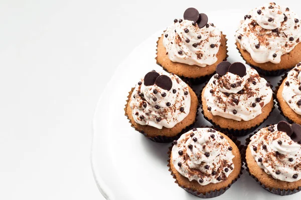 Mini Cupcakes Com Creme Close — Fotografia de Stock