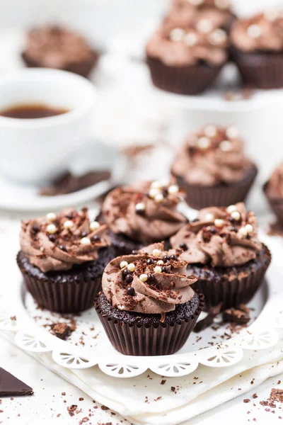 Close Muffins Chocolate Com Creme — Fotografia de Stock