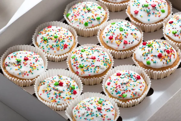 Mini Cupcakes Con Crema Primer Plano — Foto de Stock