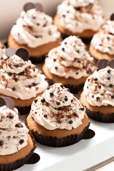 Mini Cupcakes Cream Closeup — Stock Photo, Image