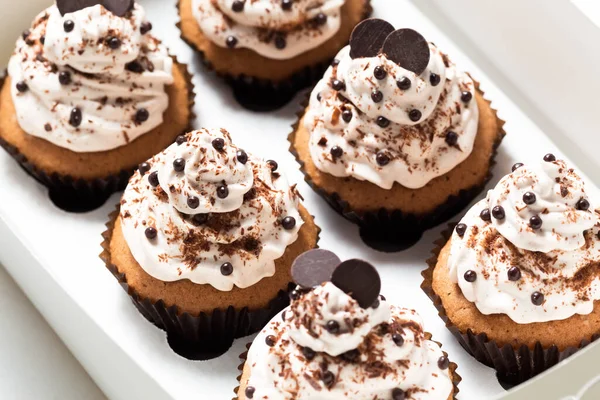 Mini Cupcakes Cream Closeup — Stock Photo, Image