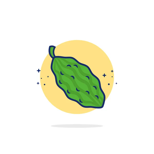 Ilustrasi Ikon Bitter Gourd Vector Sayuran Manis Gaya Kartun Datar - Stok Vektor