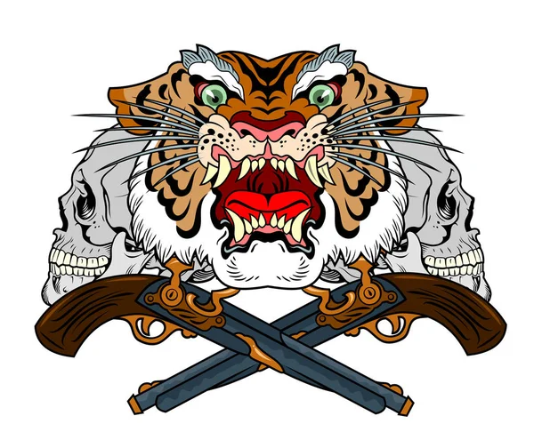 Голова Злобно Ревущего Тигра — стоковый вектор