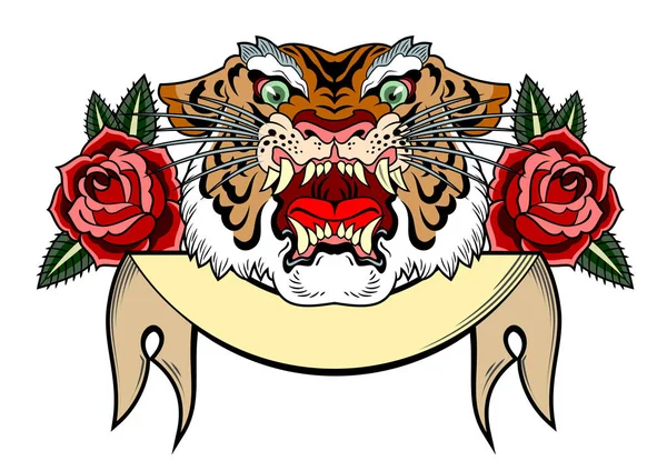 Голова Злобно Ревущего Тигра — стоковый вектор