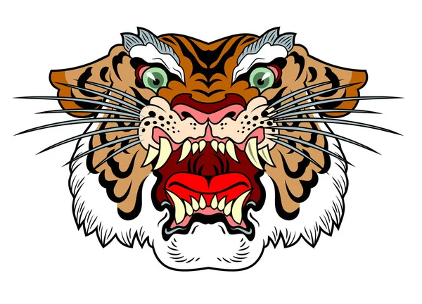 Head Maliciously Roaring Tiger — Stock Vector