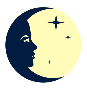 vektör görüntü ay kız yüz