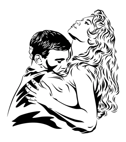 Hermosa Pareja Amor Abraza — Vector de stock