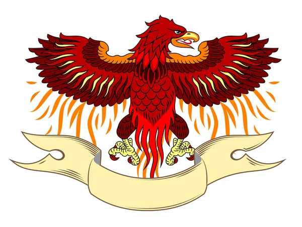 Phoenix Levantó Las Llamas Bandera — Archivo Imágenes Vectoriales