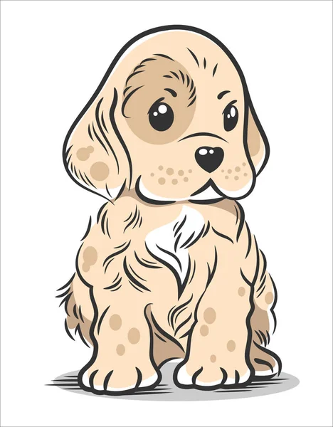 Ilustração Vetorial Bonito Engraçado Bebê Filhote Cachorro Spaniel —  Vetores de Stock