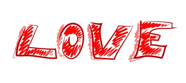 Het Symbool Van Liefde Het Woord Liefde Met Hand Tekenen — Stockvector