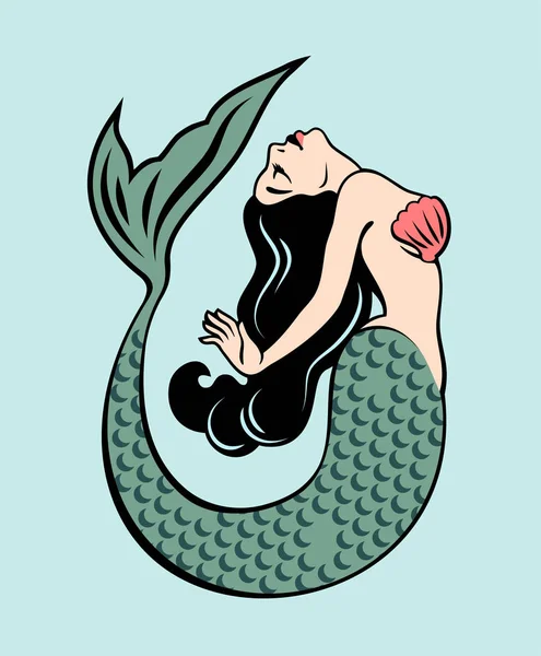Das Bild Einer Meerjungfrau Traditionellen Stil Des Old School Tattoos — Stockvektor