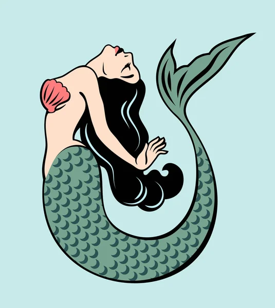 Das Bild Einer Meerjungfrau Traditionellen Stil Des Old School Tattoos — Stockvektor