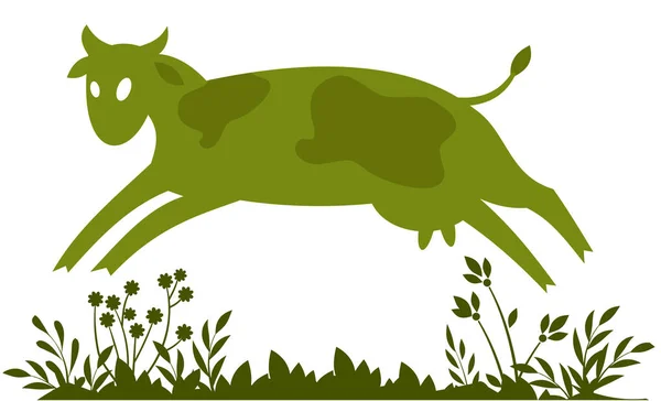 一个有趣的绿色奶牛的抽象图像 — 图库矢量图片