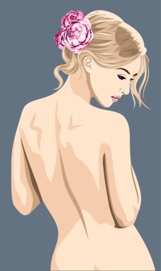 Saçında çiçekler ile güzel kız