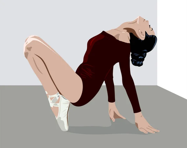 Ballerine Fille Pointe Est Engagé — Image vectorielle