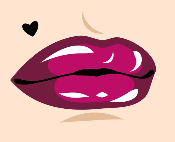 Los Labios Femeninos Sensuales Pegatina Plantilla — Vector de stock