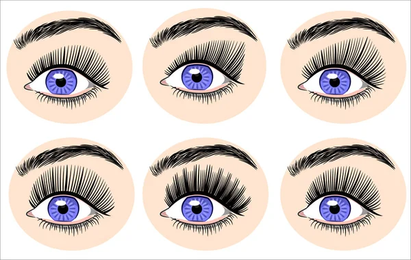 Ojos Con Pestañas Artificiales Extendidas — Archivo Imágenes Vectoriales