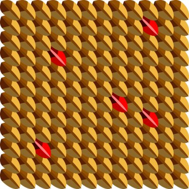 Tavus kuşu tüylerinin soyut geometrik deseni