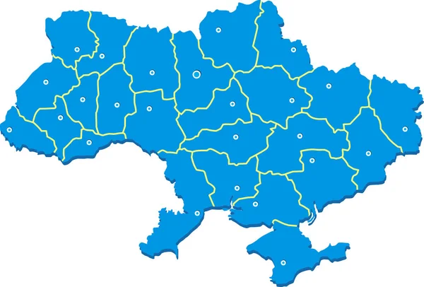 Mapa Wektorowa Ukrainy Podzielona Regiony Stany — Wektor stockowy
