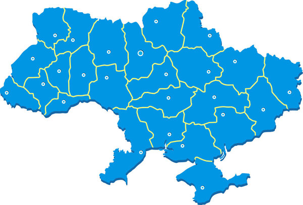 Vector map of Ukraine, divided into regions (states)