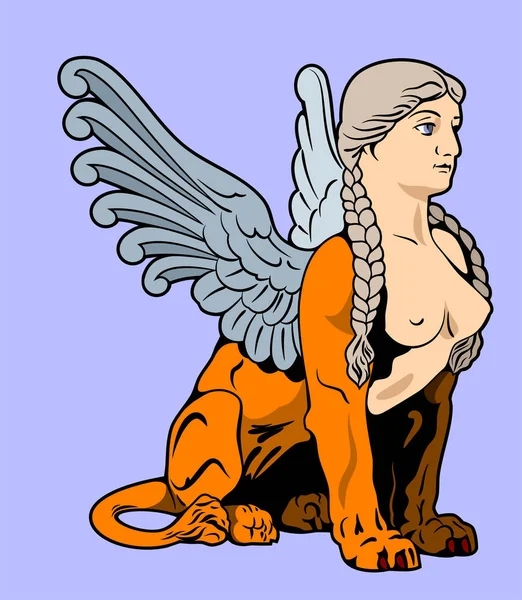 Sphinx Dziewczyna Ciałem Lwa Grafika Wektorowa — Wektor stockowy